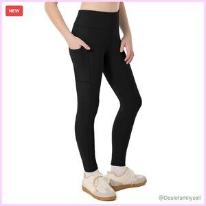 Girls High Waisted Athletic Leggings with Pockets Stretchy Yoga Dance Pants